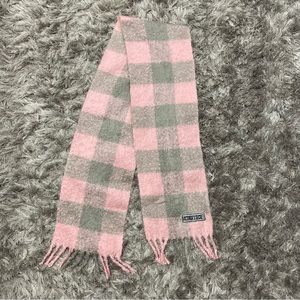 Vitoria Secret pink and grey plaid fringed hemline long soft women scarf. Used.
